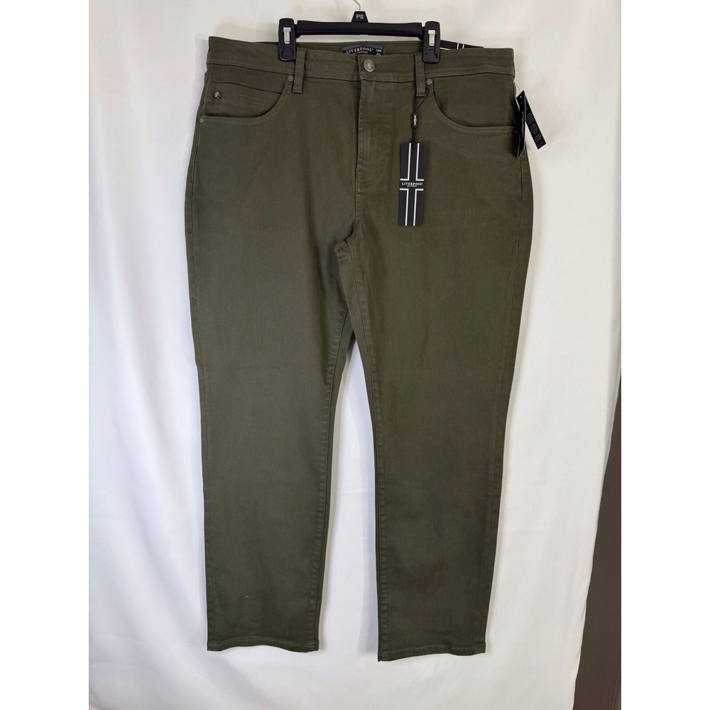 Liverpool Regent Relaxed Straight Pants 38x30 NWT‎ Olive Green Stretch 5-Pocket